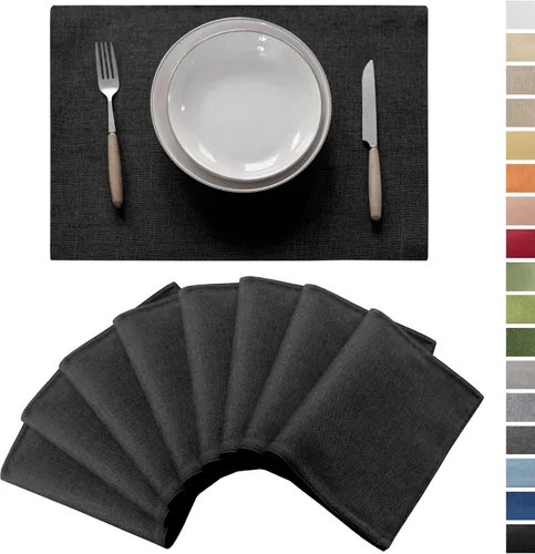Miniatura 15 de Demetex Juego de 4 manteles individuales de lino resistentes al calor, manteles individuales de arpillera para comedor, cocina, banquete, lino claro