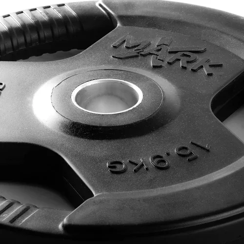 Miniatura 4 de XMARK TRI-GRIP - Par o juego de discos de peso olímpicos, pesas de ejercicio con revestimiento de goma para barra olímpica, juego de pesas