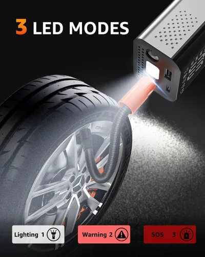 Miniatura 6 de Inflador de neumáticos, compresor de aire portátil, mini bomba inalámbrica para bicicleta con pantalla digital de valores duales, bomba de aire