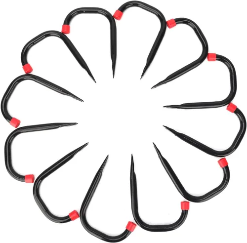 Miniatura 4 de Paquete de 12 ganchos en J de almacenamiento de garaje, perchas resistentes de 4.1 pulgadas para montaje en pared, color negro y rojo, 5.6 x 4.1 x