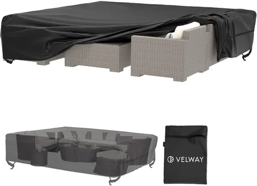 Miniatura 10 de Velway Funda para muebles de patio al aire libre, impermeable, rectangular, para mesa de patio, silla, sofá, 67 pulgadas de largo x 37 pulgadas