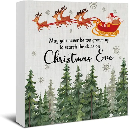 Miniatura 13 de Divertida decoración de Navidad, decoraciones navideñas para interiores, deseos de bastón de caramelo y besos de muérdago, letrero de madera rústico