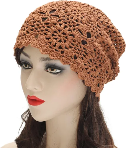 Miniatura 2 de ZLYC Gorro holgado de algodón para mujer hecho a mano con corte de calavera floral de verano