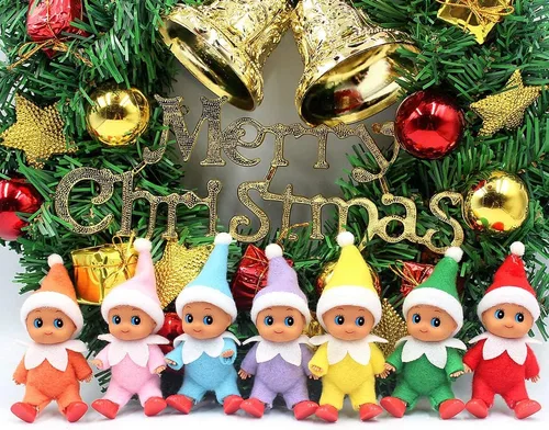 Miniatura 2 de WULEEUPER - Muñeca de bebé elfo de piel oscura Decoración de elfo navideño en miniatura Regalo para recién nacido Muñecas de bebé con pies