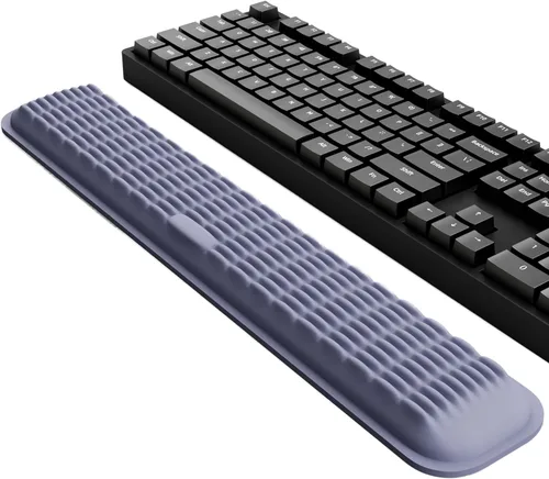 Miniatura 14 de MEKASS Reposamuñecas para teclado para teclado compacto del 60%, soporte ergonómico de espuma viscoelástica suave para muñeca con base Negro