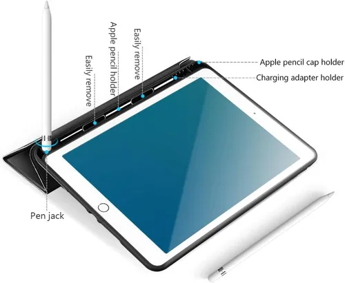 Miniatura 4 de Aoub Funda para iPad de 9ª/8ª/7ª generación de 10.2 pulgadas, apagado automático/activación delgada, ligera, triple soporte, funda trasera de TPU
