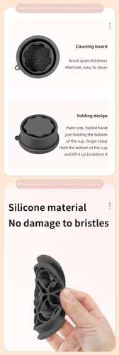 Miniatura 4 de Iborrys Taza de limpieza de cepillo de maquillaje de silicona - Soporte plegable portátil y limpiador, diseño 2 en 1 (negro)