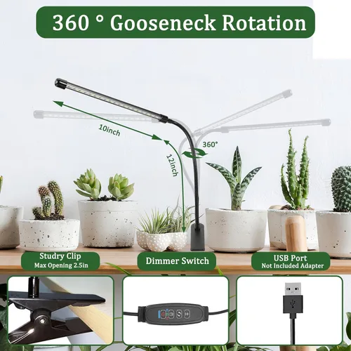 Miniatura 6 de Luces de Cultivo para Plantas de Interior 20 LED, Luces de Cultivo de Plantas de Interior de Espectro Completo Auto Encendido Apagado