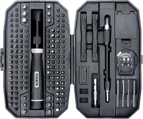 Miniatura 9 de STREBITO Juego de Destornilladores de Precisión, Kit de Herramientas Electrónicas 153 en 1 con Estuche, 140 PCS Puntas de Precisión Magnéticas
