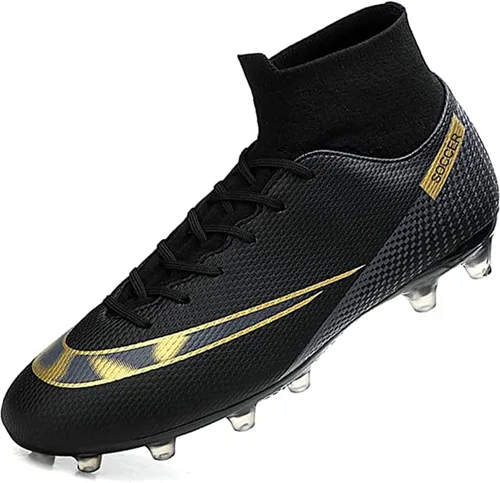 Men's Soccer Shoes Football Cleats Outdoor High-Tops Lace-Up Non-Slip Spikes AGFG Boots