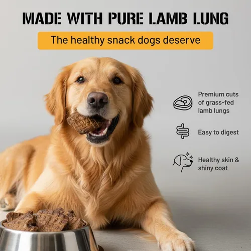 Miniatura 4 de Dog Chits Filetes de pulmón de cordero para perros y cachorros, golosinas bajas en grasas, altas en proteínas, de un solo ingrediente, rebanadas
