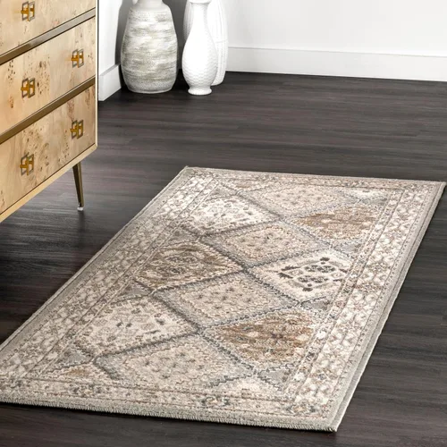 Miniatura 19 de nuLOOM Alfombra de Área Becca Tradicional con Diseño de Azulejos 2x3, Beige, Diseño Transicional Desvanecido, Resistente a las Manchas, Para