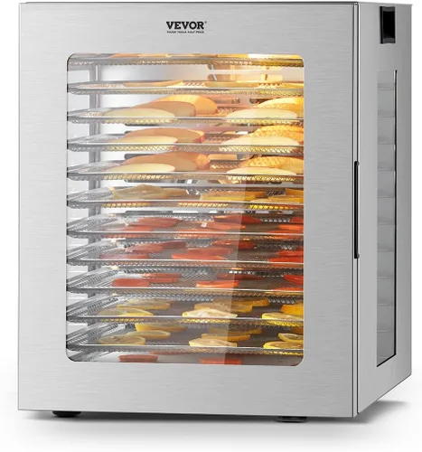 Miniatura 12 de VEVOR Máquina deshidratadora de alimentos, deshidratador de frutas de 5 bandejas, secadora eléctrica de alimentos de 300 W con temporizador
