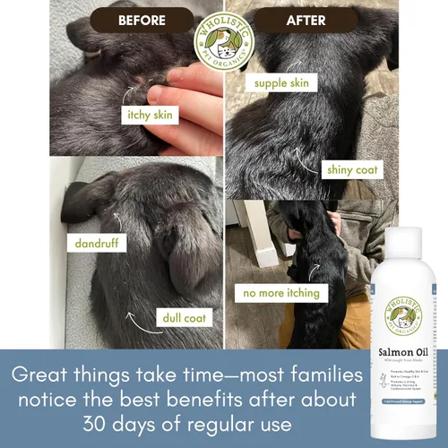 Miniatura 4 de Wholistic Pet Organics Aceite de salmón salvaje de Alaska para perros y gatos, aceite de pescado Omega 3 para perros y gatos, suplemento para piel