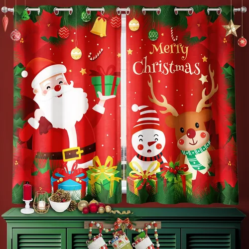 Miniatura 12 de DIVA EN CAMINO DEC - Cortinas de Navidad, con ojales y bloqueo de luz solar, para ventana, 52 x 63 pulgadas, tratamiento decorativo para fiestas