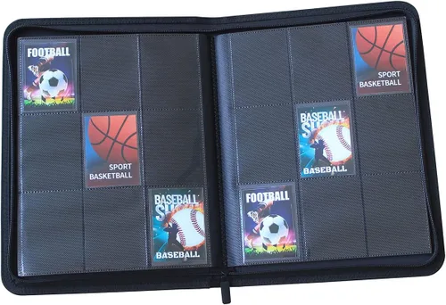 Miniatura 5 de Carpeta clásica de cuero marrón con 504 bolsillos, álbum de coleccionistas de tarjetas de primera calidad, 9 bolsillos, soporte para tarjetas