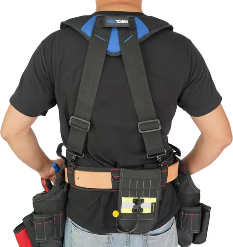 Miniatura 7 de MELOTOUGH Tirantes Magnéticos para Cinturón de Herramientas con Pulsera Magnética de Muñeca para Cinturón de Trabajo Tirantes Acolchados de Azul