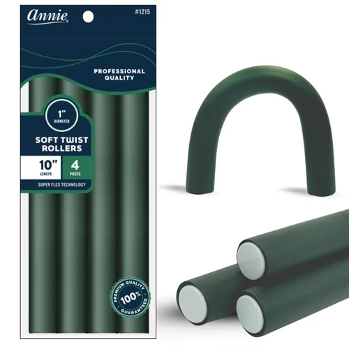 Annie Juego de rodillos de torsión suave de 1 pulgada de diámetro: 4 rodillos flexibles sin calor de 10 pulgadas (verde)