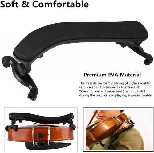 Miniatura 3 de SUEWIO Reposapiés para violín para 1/2 tamaño, soporte de hombro ajustable para violín para niños principiantes con cómoda almohadilla de espuma
