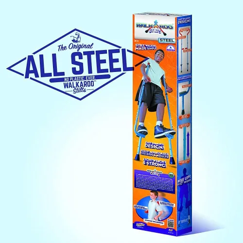 Miniatura 5 de Geospace Walkaroo - Zancos de acero ajustables para niños, juego para interiores y exteriores, ejercicio, zancos de acero para adultos, hasta 220