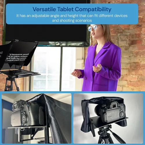 Miniatura 7 de Teleprompter 4.0 12" Compatible con iPad, tableta, smartphone y cámara DSLR, control remoto o aplicación, compatible con Android e iOS, ideal