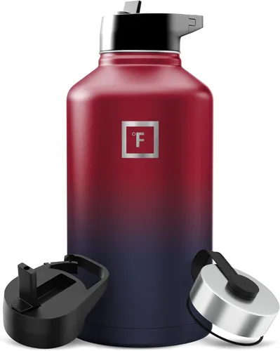 Miniatura 70 de IRON °FLASK Frasco de hidratación para acampar y senderismo con pajilla, botella de agua deportiva de acero inoxidable con aislamiento de boca Dark