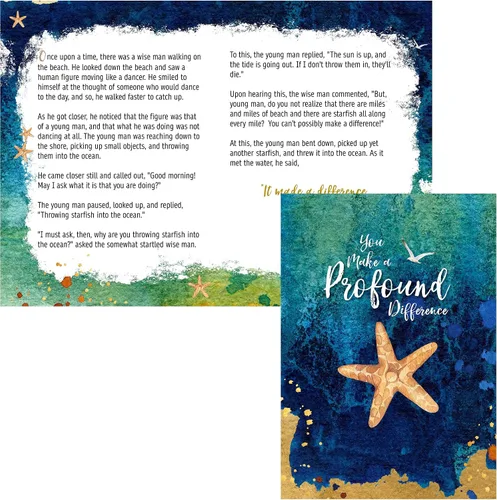 Miniatura 7 de Smiling Wisdom - 20 regalos de historia de estrellas de mar a granel - Tarjetas de apreciación de You Make a Profound Difference e imán redondo