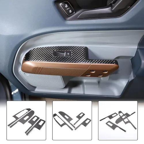 Miniatura 6 de Aunginsy Adhesivo para panel de botón de elevación de vidrio para puerta de automóvil, compatible con Ford Maverick 2022-2025, fibra de carbono