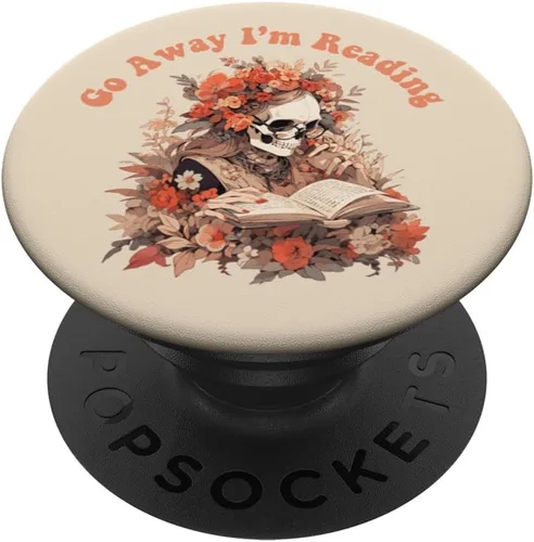 Bookish - Divertido esqueleto gótico gótico amante de la lectura de libros, PopSockets intercambiables PopGrip