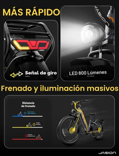 Miniatura 7 de Jasion Bicicleta eléctrica Thunder/PRO/ST, 2000 W/1800 W Peak Ebikes para adultos, neumático de grasa de 26 pulgadas, mejor bicicleta eléctrica