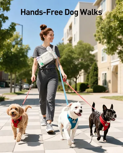 Miniatura 6 de AGPTEK Riñonera para pasear perros, bolsa de entrenamiento de perros de gran capacidad, bolsa de cintura con bolsa extraíble para aperitivos