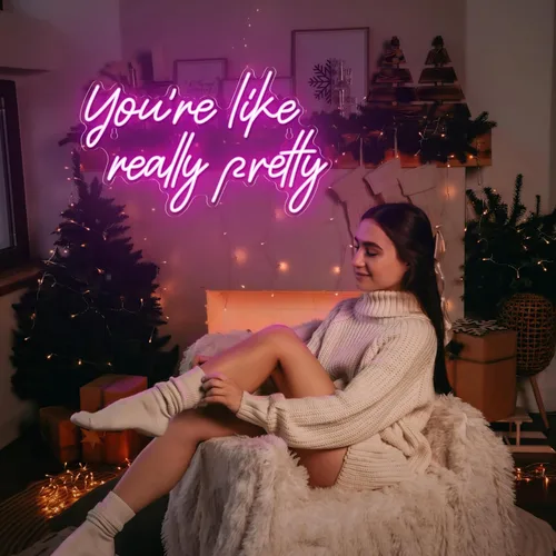 Miniatura 3 de Señal de neón "You're Like Really Pretty", señal de neón rosa para decoración de pared Señal de neón "You're Like Really Pretty" para recámara
