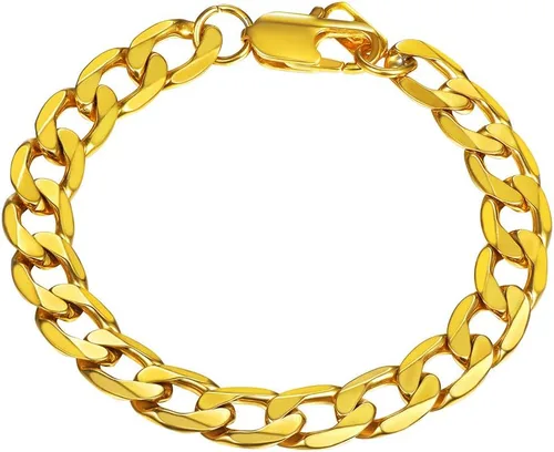 PROSTEEL Pulsera de eslabones cubanos para hombre, negrooro de 18 quilates, acero inoxidable 316L, joyería de hip hop, ancho 0.236 in0.354 in0.512
