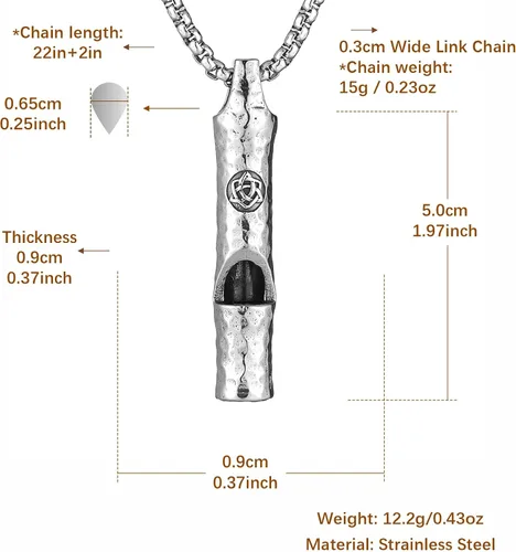 Miniatura 6 de HZMAN Collar de emergencia con silbato para adultos, estilo retro, gótico, con silbato de lobo, supervivencia al aire libre para entrenamiento
