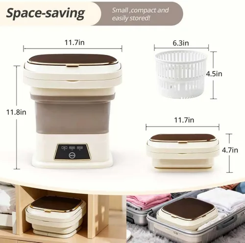 Miniatura 2 de Lavadora portátil, 16L mejorada con cesta giratoria, pequeña lavadora portátil para ropa interior, ropa delicada y ropa ligera, adecuada