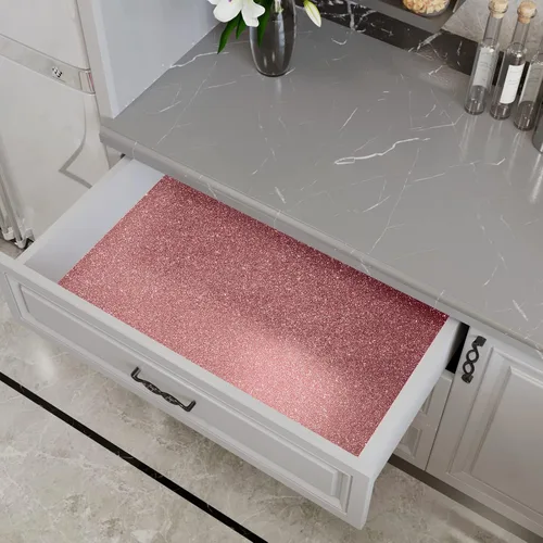 Miniatura 7 de VEELIKE Papel tapiz con purpurina oro rosa de 15.7''x118'' papel tapiz rosa brillante despegar y pegar papel de contacto con purpurina rollo de tela