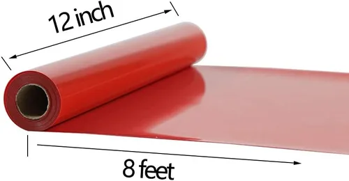 Miniatura 2 de TUMIYA Rollos de vinilo termotransferible rojo HTV, 12" x 8 pies de vinilo rojo adhesivo brillante para planchar en camiseta, vinilo HTV para prensa
