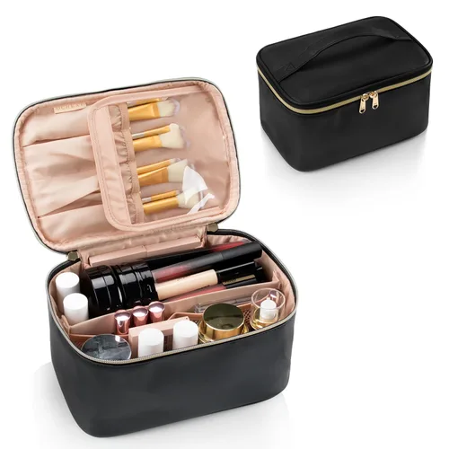 Miniatura 32 de OCHEAL Makeup Bag,Travel Makeup Organizer Bag, Cute Cosmetic Bags for Women Girls Travel Toiletry Bag Traveling With Brush Slot And Divider-Floral