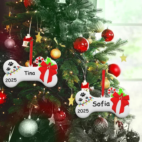 Miniatura 5 de Adorno de Navidad de Hueso de Perro 2025 Personalizado Decoración Colgante para Cachorros Perros Personalizada Manuscrita Primer Regalo Colgante