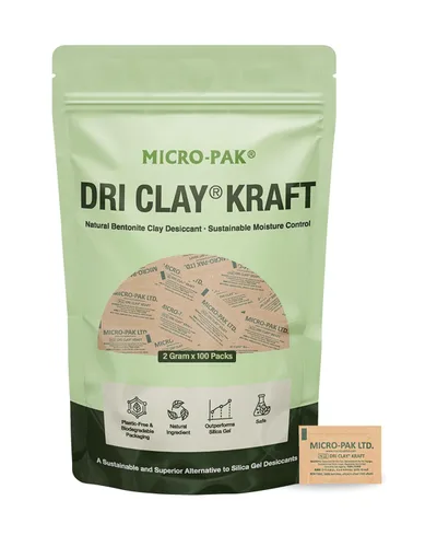 Micro-Pak Dri Clay Kraft, paquetes de desecantes de absorción de humedad más alta, alternativa a paquetes de gel de sílice, arcilla de bentonita