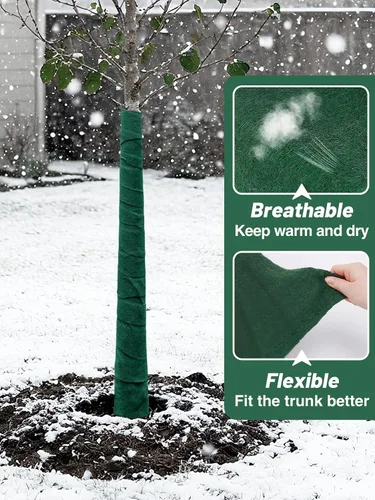 Miniatura 3 de ANPHSIN Protector de árbol para protección contra la congelación en invierno, 65 pies x 2 piezas, protector de corteza de tronco transpirable
