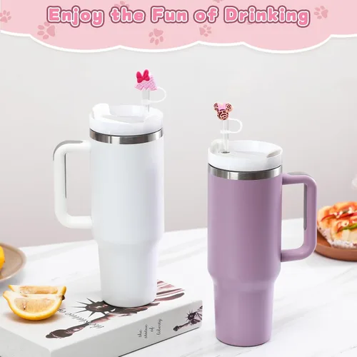 Miniatura 7 de 9 cubiertas de pajita para vaso Stanley Tumbler de 30 oz / 40 oz, tapas de pajita a prueba de fugas de 10 mm de silicona, lindas cubiertas