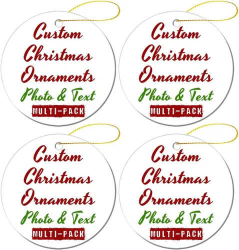 Miniatura 20 de Adornos de Navidad personalizados, texto fotográfico, haz tu propio adorno de cerámica de porcelana, regalo de recuerdos para decoración de Navidad