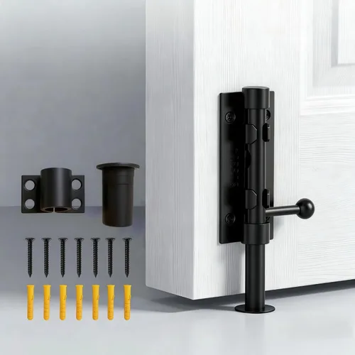 Miniatura 9 de Barrel Bolt Latch,7.7 inch Slide Bolt Gate Latch,14mm Bolt Heavy Duty Shed Door Latch,304 Stainless Steel Black Finish Lock Latch for Barn, Fence