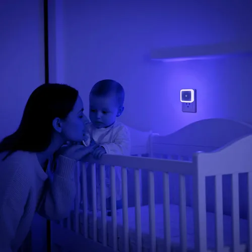 Miniatura 7 de Paquete de 6 luces nocturnas LED azules enchufables, sensor de atardecer a amanecer encendido y apagado automático, eficientes energéticamente