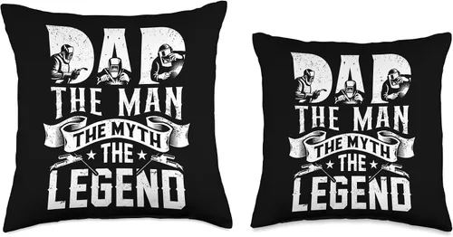 Miniatura 3 de Welder Dad The Man Myth Legend Flame Metalsmith Fabricator Throw Pillow