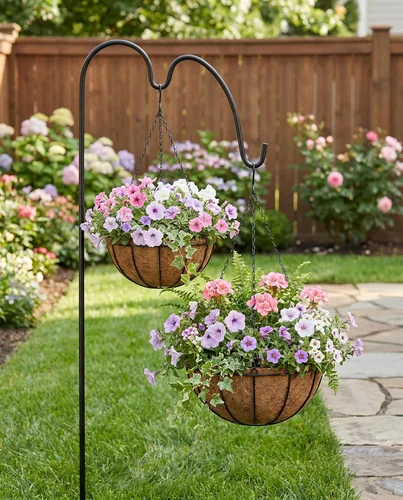 Miniatura 5 de Kingbuy - Cesta colgante para flores o plantas, con cadena, para la casa o el balcón, elemento decorativo