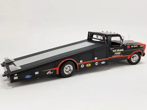 Miniatura 4 de 1970 F-350 Camión rampa negro con gráficos Rice & Holman Bat Truck Edición limitada a 400 piezas en todo el mundo 1/18 Modelo de coche fundido a