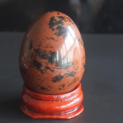 Miniatura 12 de Huevo de cristal de cuarzo rosa con piedras preciosas mixtas de 1.575x1.181 in con soporte de madera para decoración del hogar