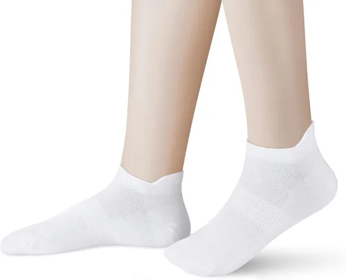 Miniatura 2 de Corlap 8Pairs Womens Ankle Athletic Running Socks White Thin No Show Low Cut With Tab Sport Short Socks